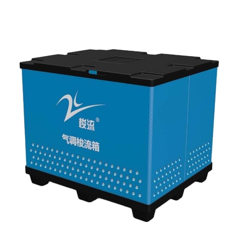 Blaues 300kg, das zusammenklappbaren Kunststoffpalette-Sperrklappenkasten Plastikcoaming-Kasten Coreflute lädt